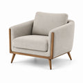 Sillón de Tela Beige con Estructura de Madera