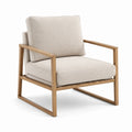 Sillón de madera de teca y poliéster beige 75x80x85 cm