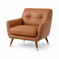 Sillón de poliuretano marrón con patas de madera
