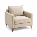 Sillón de Tela Beige con Patas de Madera