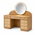 Tocador de Madera de Roble con Espejo LED y Siete Cajones