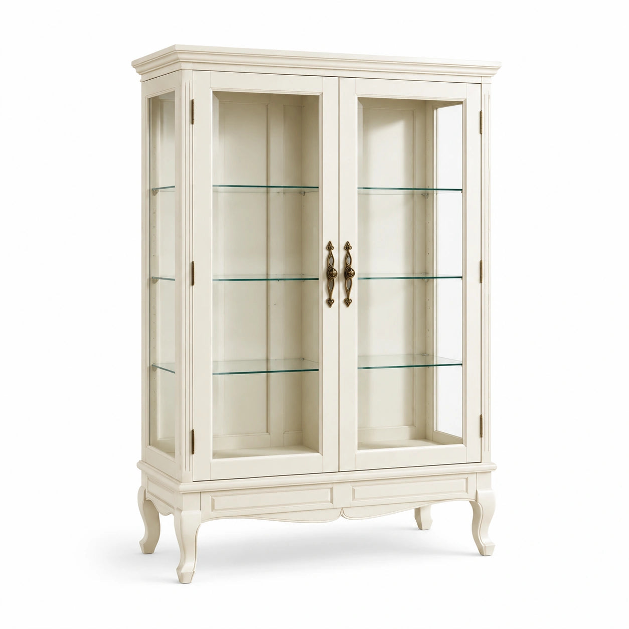 Vitrina de Madera Blanca con Puertas de Vidrio Templado