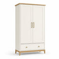 Armario de Melamina con Doble Puerta y Cajón Blanco/Roble 180x80x50 cm