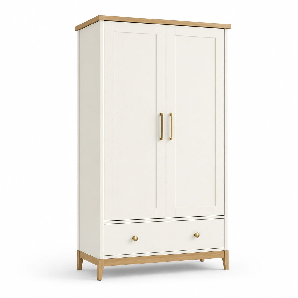 Armario de Melamina con Doble Puerta y Cajón Blanco/Roble 180x80x50 cm