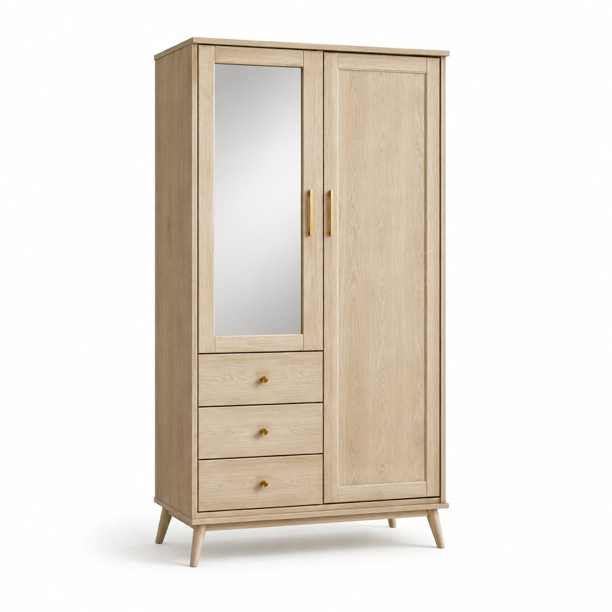 Armario de madera con espejo y 3 cajones 180x90x50 cm