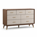 Cómoda de madera con 8 cajones marrón y beige