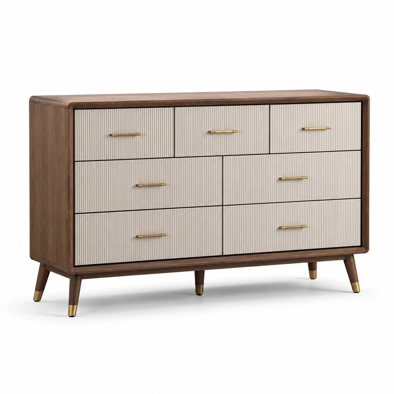 Cómoda de madera con 8 cajones marrón y beige