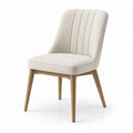 Silla de comedor de poliéster beige con patas de madera