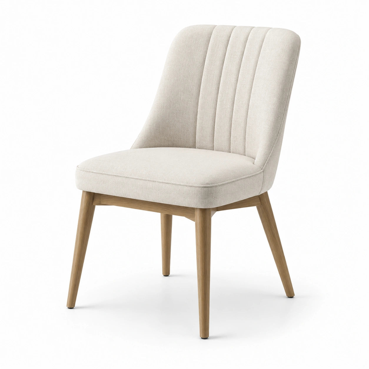 Silla de comedor de poliéster beige con patas de madera