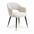 Silla de Tela Bouclé Beige con Patas de Metal